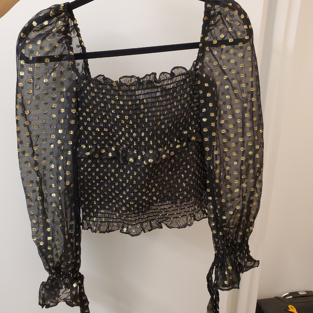 LIKELY organza puff sleeve Nicolette top